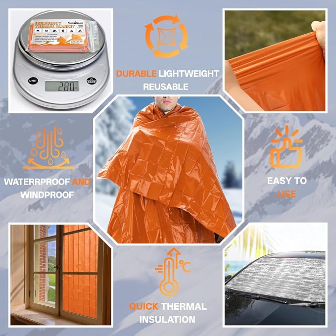 SecuCaptain Survival Emergency Thermal Blankets: Thicken 28um Space Mylar - Image 5