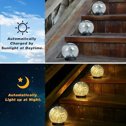 SyouHome Solar Garden Lights Outdoor Waterproof, 4 Pack 30 LEDs Cracked Glass - Image 3