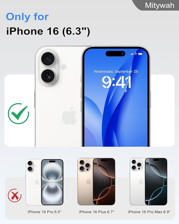 Mitywah Waterproof Case for iPhone 16, Shockproof Heavy Duty Case - Image 2