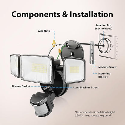 Onforu 100W LED Motion Sensor Outdoor Lights, Dusk to Dawn Flood Light Outdoor - Image 7
