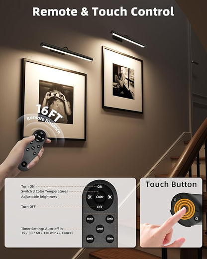 EZVALO Picture Lights for Wall, 16in Rechargeable 6000mAh Battery Operated - Image 5