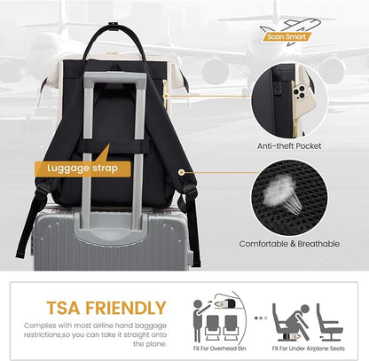LOVEVOOK Leather Backpacks for Women, 15.6 inch Leather Laptop Backpack Women - Image 5
