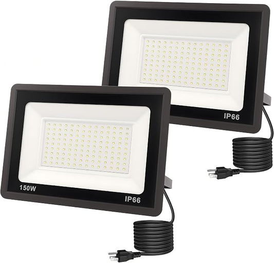L LOHAS LED Flood Lights Outdoor, 150W Dusk to Dawn Outdoor Lighting, IP66 by LLOHASLED