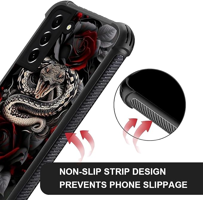 for Samsung Galaxy S21 Case, Entwined Rose Snake Pattern Graphic Design Girl - Image 6