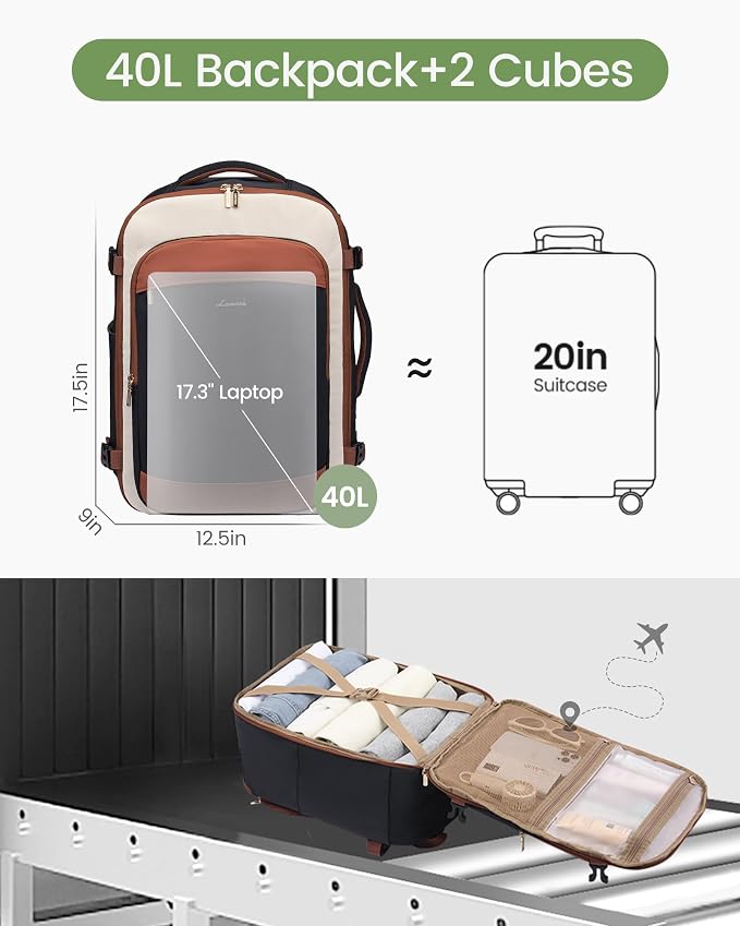 LOVEVOOK 40L Travel Backpack for Women & Men, Airline Approved Carry On Backpack - Image 6