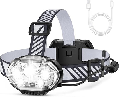 MIOISY Rechargeable Headlamp, Ultra-Bright 5 LED Head Lamp by MIOISY
