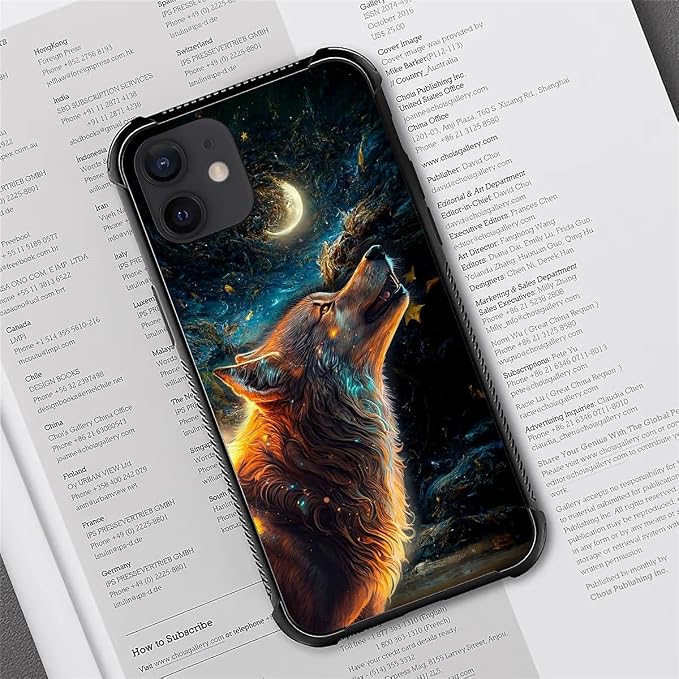 for iPhone 12/12 Pro Case, Star Cave Hungry Wolf Pattern Graphic Design Girl - Image 7
