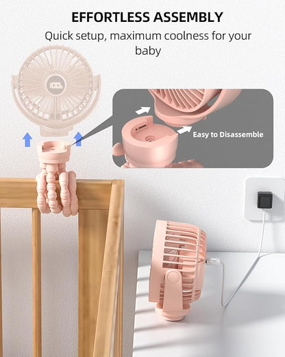 Portable Stroller Mini Fan, Small Rechargeable Personal Fan, Travel Essentials - Image 6