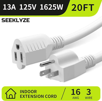 16/3 White Extension Cord 20 FT, Indoor Extension Cord - Image 2
