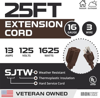 Iron Forge Cable Outdoor Brown Extension Cord 25 ft - Image 2