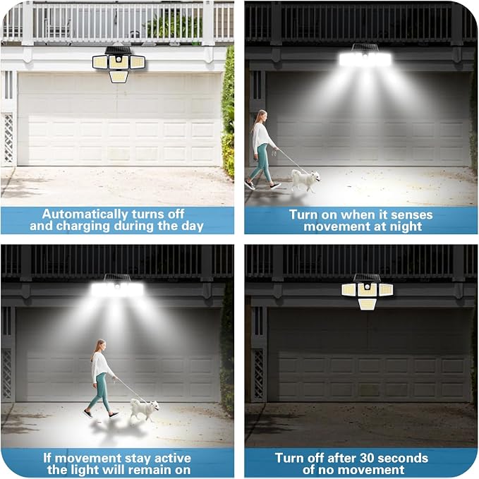AmeriTop Solar Lights Outdoor, 2 Pack LED High Brightness Cordless Solar Motion - Image 7