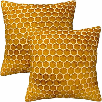 Bee Honeycomb Throw Pillow Covers 18x18 Yellow Honey Abstract Set of 2 Pillow by Unknown
