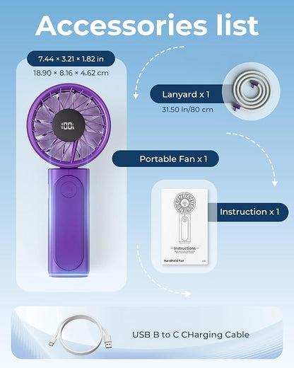 Peiyuu Portable Handheld Fan, USB Rechargeable 180° Foldable Mini Desk Fan - Image 8
