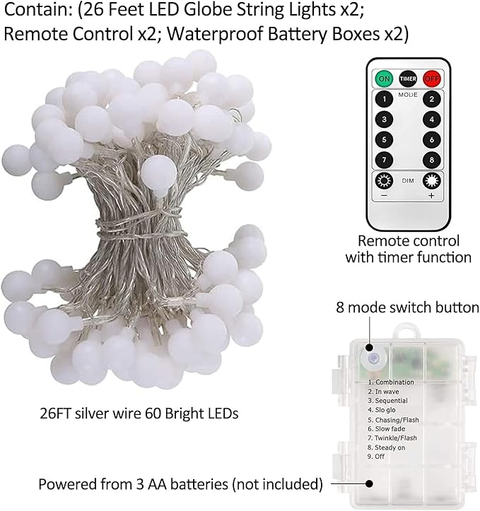 Battery Operated LED Globe String Lights - Image 3