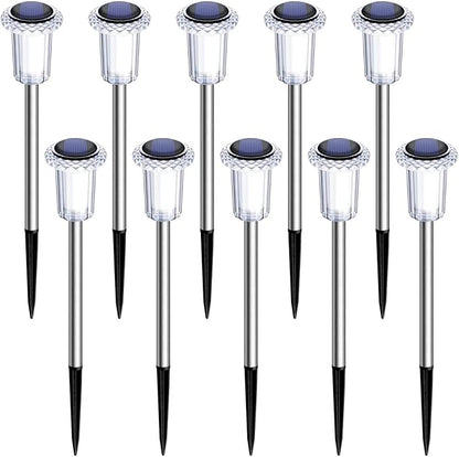 DenicMic Solar Lights Outdoor 10 Pack Waterproof 6000K Cold White LED Stainless - Image 8