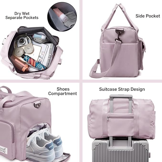 Suruid Travel Duffel Bag with Shoes Compartment Sports Gym Bag with Dry Wet - Image 3