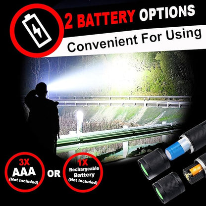 1 Mode Flashlights 2 Pack, Super Bright Zoomable LED Tactical Flashlight High - Image 4