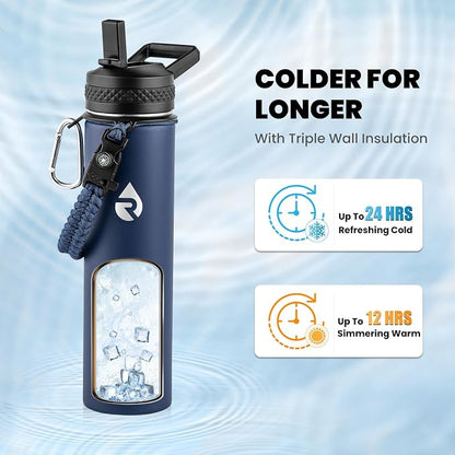 RAYMYLO Insulated Water Bottle 24oz, Triple Wall Vacuum Stainless Steel - Image 2