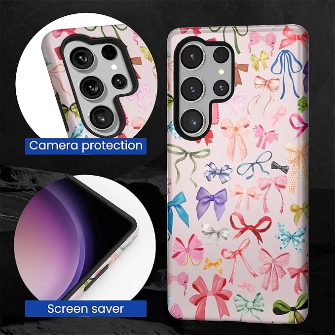 for Samsung Galaxy S25 Ultra Case, HL2 Aesthetic Color Bow Tie Hybrid 2 Layer - Image 4