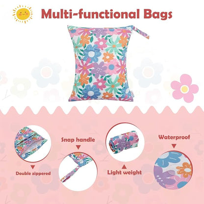 ALVABABY 3pcs Cloth Diaper Wet Dry Bags Waterproof Reusable - Image 3