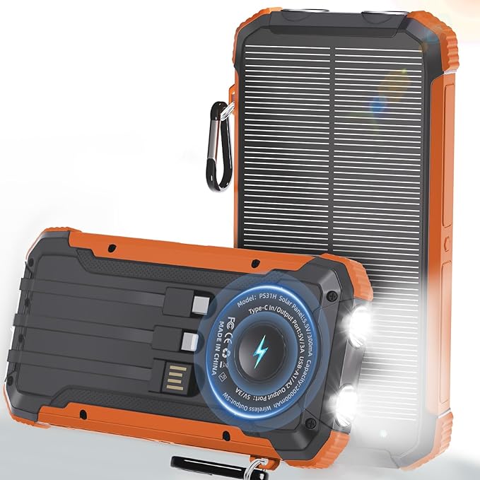 Power Bank Portable Solar Charger, Wireless Fast Charging Battery Pack by Luvknit