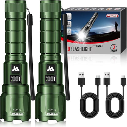 WdtPro LED Rechargeable Flashlight 2 Pack, Super Bright Zoomable 6000 Lumens - Image 8