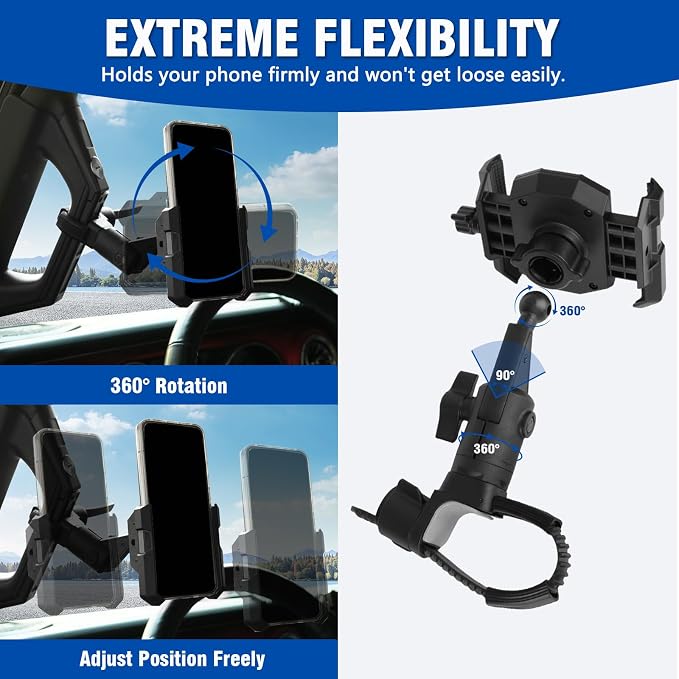 FUNY A Pillar Grab Handle Phone Mount Adjustable Direction Mobile Phone Holder - Image 3
