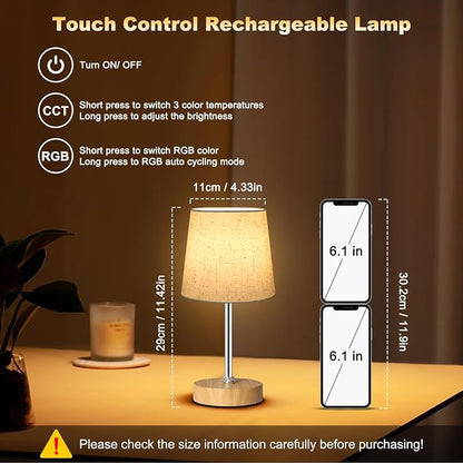 Wowag Small Cordless Table Lamp, 5000mAh Rechargeable Battery Operated Desk Lamp - Image 2