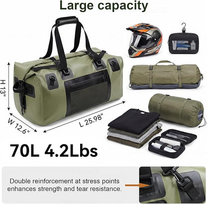 Waterproof Duffel Bag, 70L Large Motorcycle Dry Backpack, Heavy-Duty Roll Top - Image 2