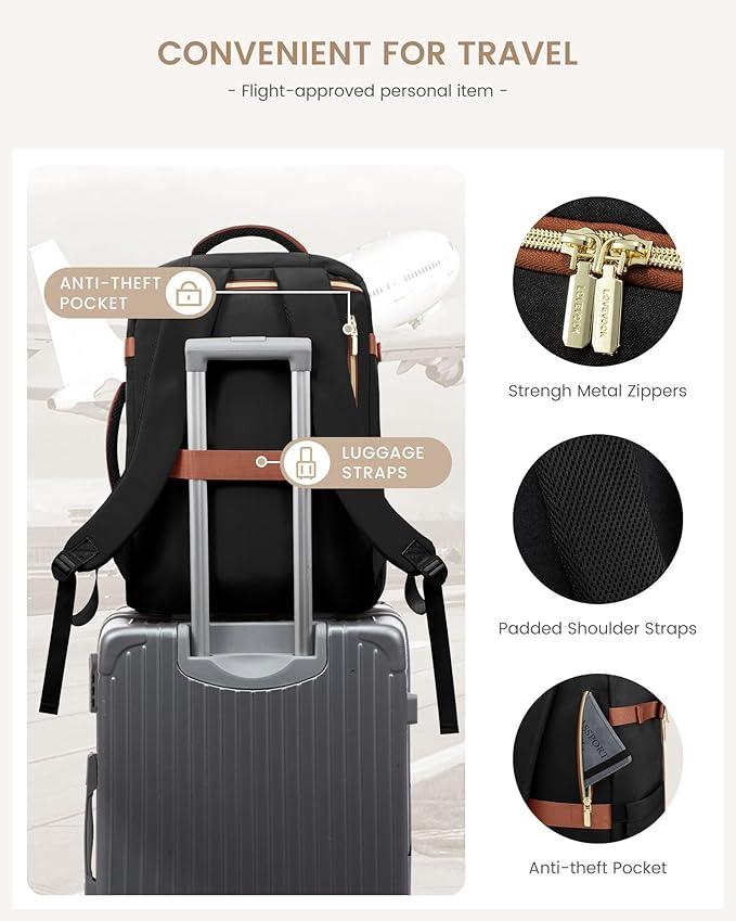 LOVEVOOK 40L Travel Backpack Carry on Flight Approved, Personal Item Bag - Image 6