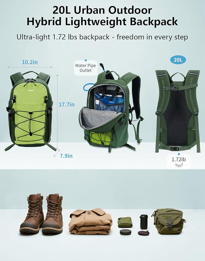 ECOHUB Small Hiking Backpack for Men Women, 20L Lightweight Travel Backpacks - Image 2