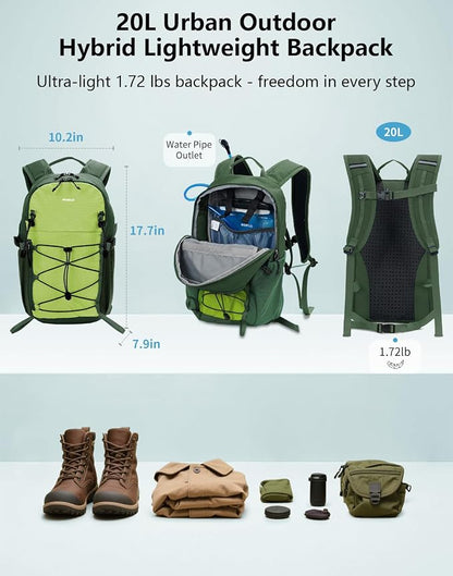 ECOHUB Small Hiking Backpack for Men Women, 20L Lightweight Travel Backpacks - Image 2
