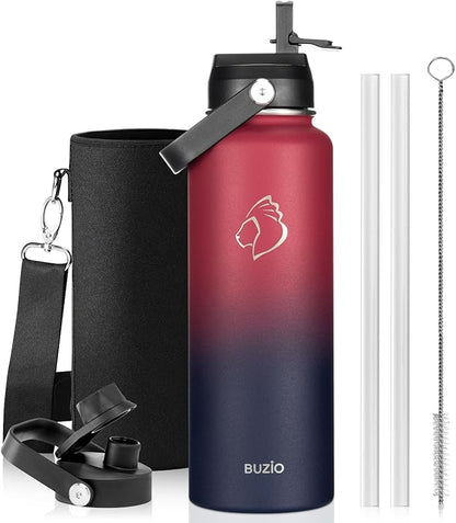 BUZIO 40oz Insulated Water Bottle, Triple Wall Vacuum Stainless Steel Water by BUZIO