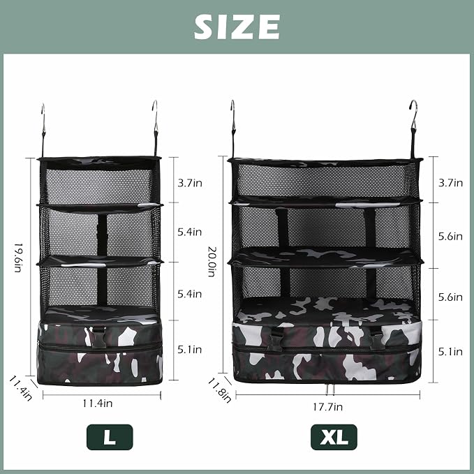Surblue Hanging Closet Storage Bag Collapsible 3-Shelf Washable Oxford Fabric - Image 5