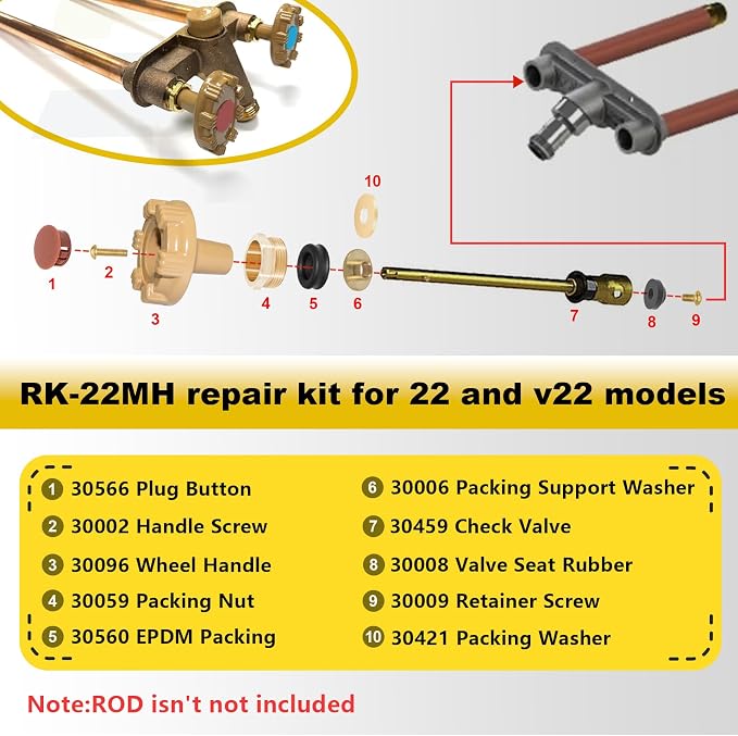 RK-22MH Faucet Repair Kit Metal Handle Compatible - Image 7