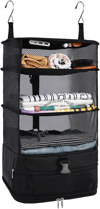 Surblue Hanging Closet Storage Bag Collapsible 3-Shelf Washable Oxford Fabric by SURBLUE