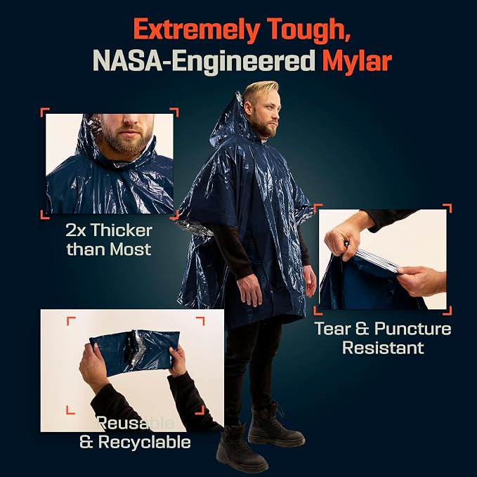 PREPARED4X Emergency Mylar Poncho – Survival Rain Poncho - Image 5