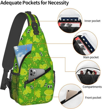 Cute Cartoon Frog Sling Bag For Women Men Funny Frogs Backpack Crossbody - Image 4
