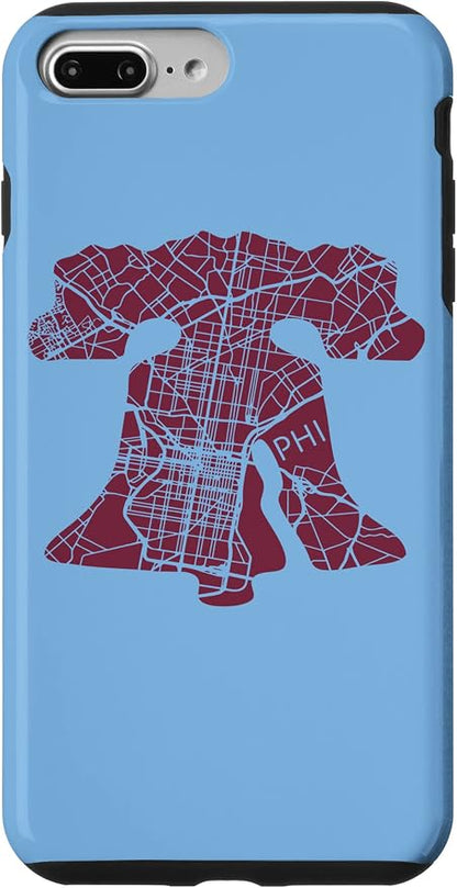 Philadelphia Street Map Liberty Bell Vintage Maroon Philly Case by Unknown