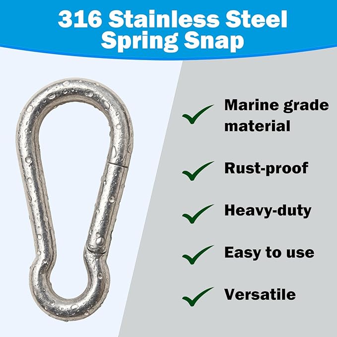 Marine Grade 316 Stainless Steel Carabiners Heavy Duty, Durable & Rust-Free - Image 2