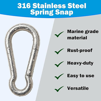 Marine Grade 316 Stainless Steel Carabiners Heavy Duty, Durable & Rust-Free - Image 2