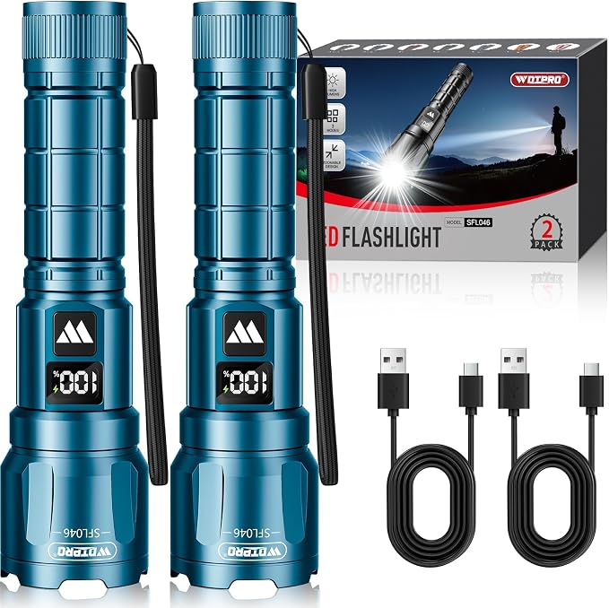 WdtPro LED Rechargeable Flashlight 2 Pack, Super Bright Zoomable 6000 Lumens - Image 8