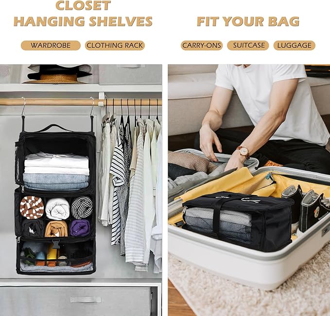 Surblue Hanging Shelves Travel Storage Bag Compression Packing Cube - Image 2