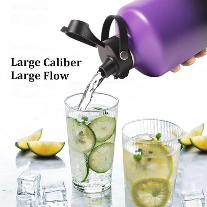 Water Bottle Insulated 32oz 40oz 64oz 128oz Straw Lid Spout Lid & 3 Lids - Image 3