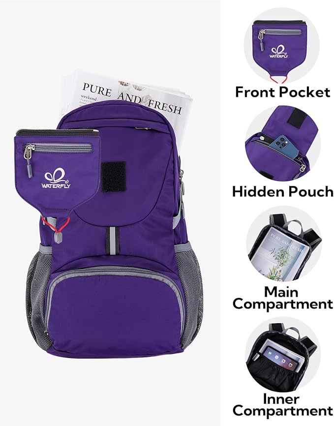WATERFLY Small Lightweight Packable Backpack: 20l Ultra Light Foldable Travel - Image 5
