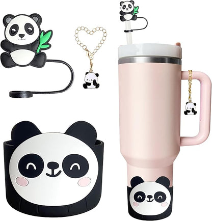 Silicone Boot for Stanley 40oz Tumbler, Panda Straw Cover Bottom Protector by Unknown