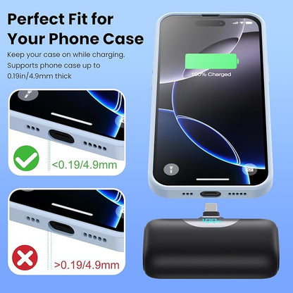 Mini Portable Charger for iPhone 17, 5500mAh LCD Display USB C Power Bank - Image 7