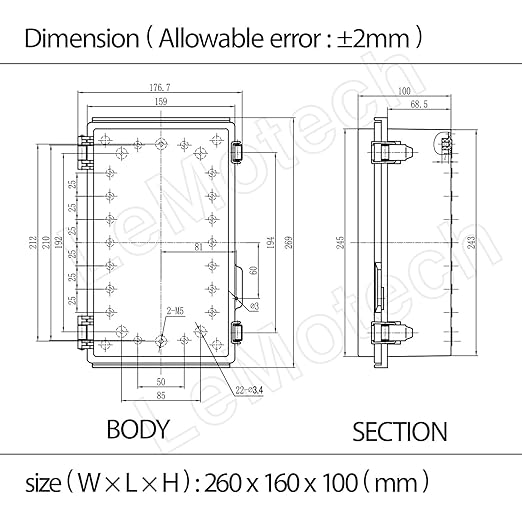 LeMotech Electrical Box, IP67 Waterproof Hinged Cover Stainless Steel Latch - Image 7