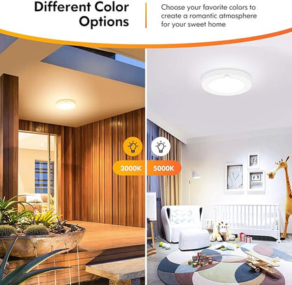 Motion Sensor LED Ceiling Light, 15W & 1200LM, 3 Colors in 1, 7.5inch Flush - Image 2