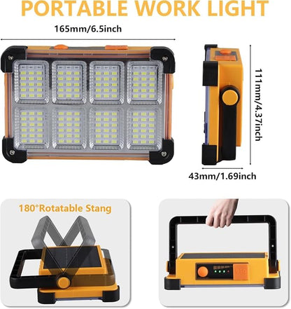 2 Pack 120W Solar Rechargeable Work Light, 144 LED 10000LM Portable Flood Light - Image 3